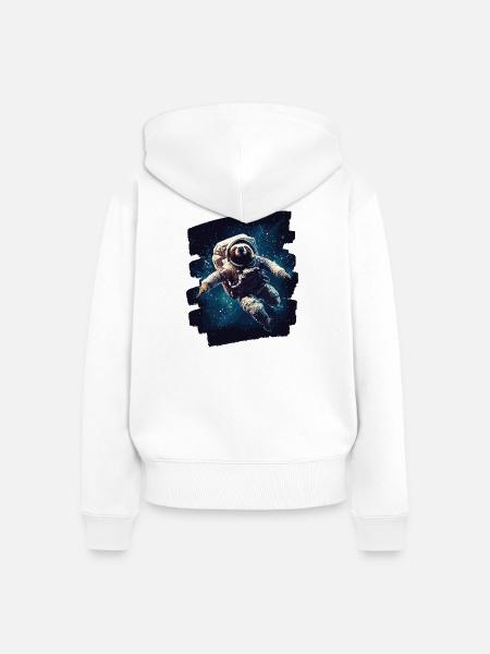 Faultier Astronaut - Frauen Premium Bio Zip Hoodie - Weiß