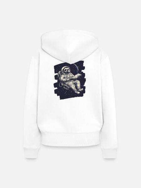 Faultier Astronaut - Frauen Premium Bio Zip Hoodie - Weiß