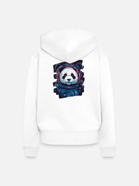 Panda Astronaut - Frauen Premium Bio Zip Hoodie - Weiß