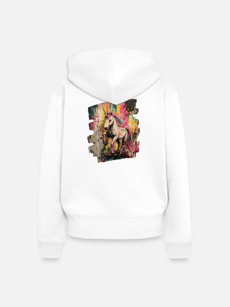 Einhorn - Frauen Premium Bio Zip Hoodie - Weiß