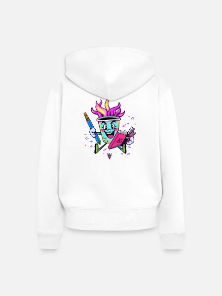 Coole Kaffeebecher - Frauen Premium Bio Zip Hoodie - Weiß
