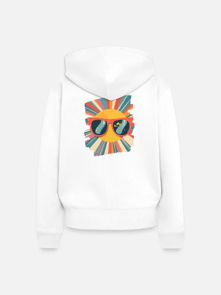 Sommer Sonne Retro - Frauen Premium Bio Zip Hoodie - Weiß