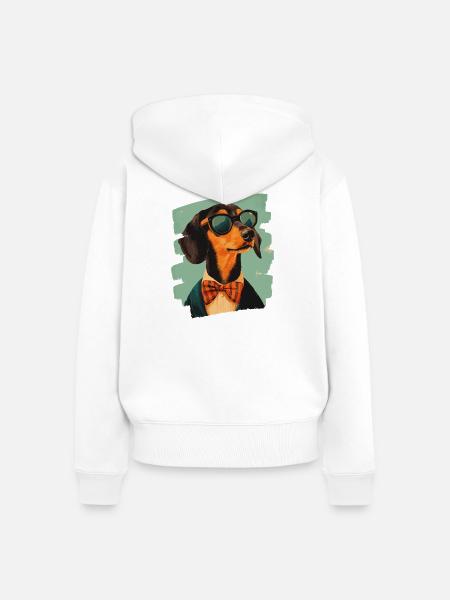 Dackel Dachshund - Frauen Premium Bio Zip Hoodie - Weiß