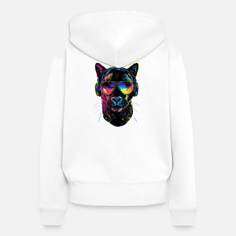 Panther Leopard Big Cat Cute Big Cat Panter - Women's Premium Organic Zip Hoodie - white