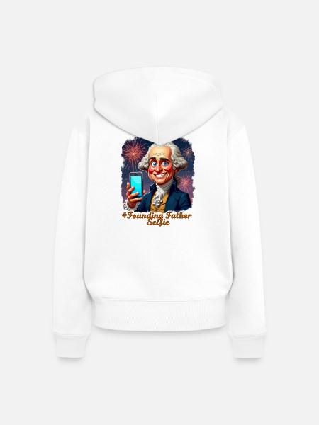 Gründervater-Selfie - Frauen Premium Bio Zip Hoodie - Weiß