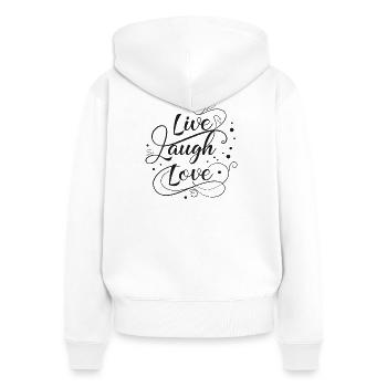 Live, Laugh, Love - Frauen Premium Bio Zip Hoodie - Weiß - Hinten - AI Model Female 172 light (172cm)