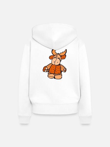 Elchi Knopf - Frauen Premium Bio Zip Hoodie - Weiß
