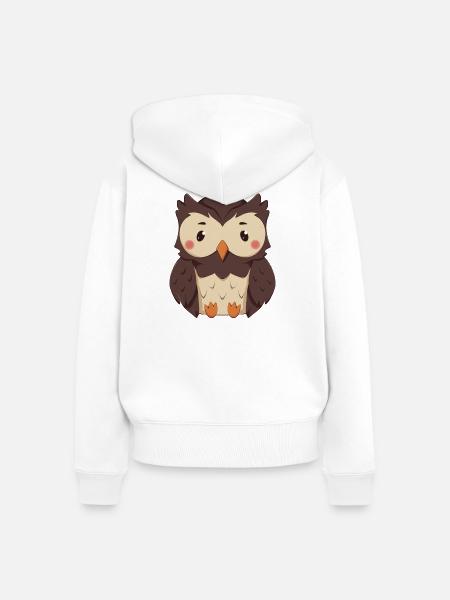 Eule - Frauen Premium Bio Zip Hoodie - Weiß