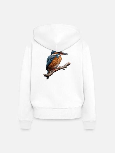 Lebendiger Eisvogel Natur Illustration - Frauen Premium Bio Zip Hoodie - Weiß