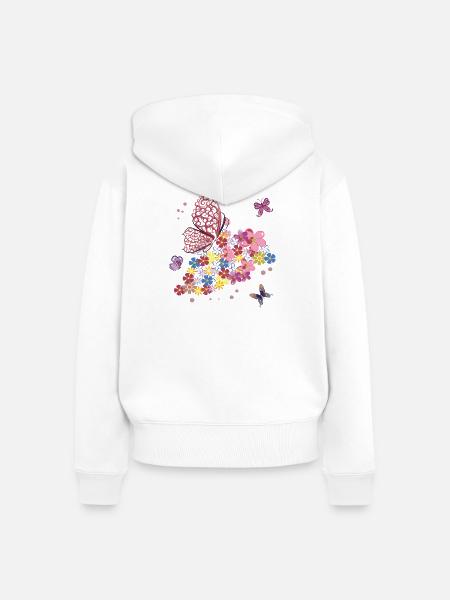 Schmetterlinge - Frauen Premium Bio Zip Hoodie - Weiß