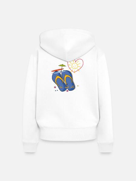 Urlaub am Meer - Frauen Premium Bio Zip Hoodie - Weiß