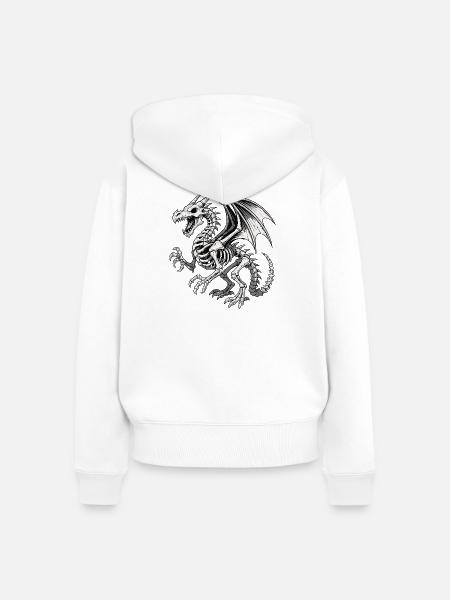 Himmlischer Drache Skelett Illustration - Frauen Premium Bio Zip Hoodie - Weiß