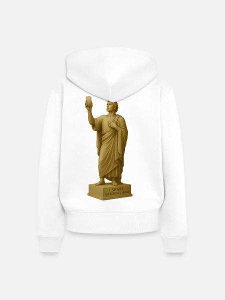 Antiker Philosophier-Statue mit Zitat - Frauen Premium Bio Zip Hoodie - Weiß