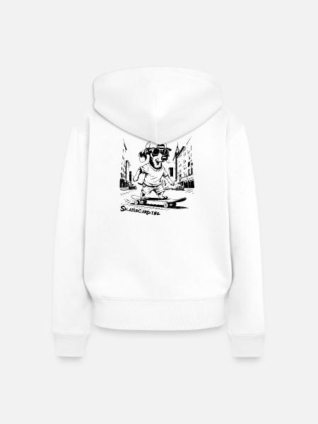 Skateboarden, Skateboarden - Frauen Premium Bio Zip Hoodie - Weiß
