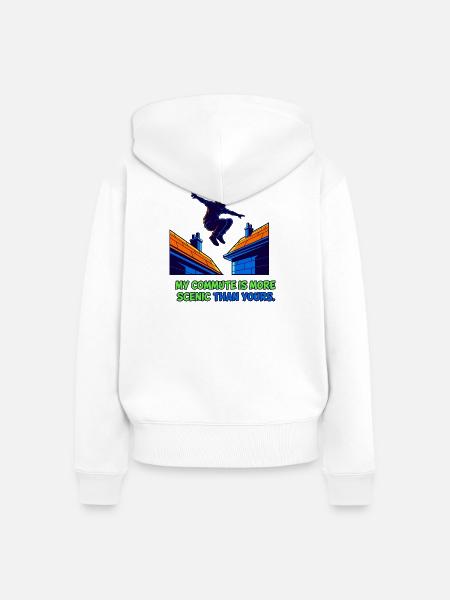 My Scenic Commute - Frauen Premium Bio Zip Hoodie - Weiß