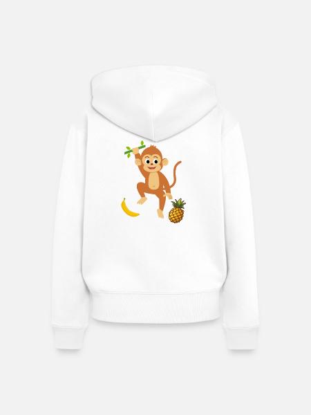 Verspielter Affe mit tropischen Früchten - Frauen Premium Bio Zip Hoodie - Weiß