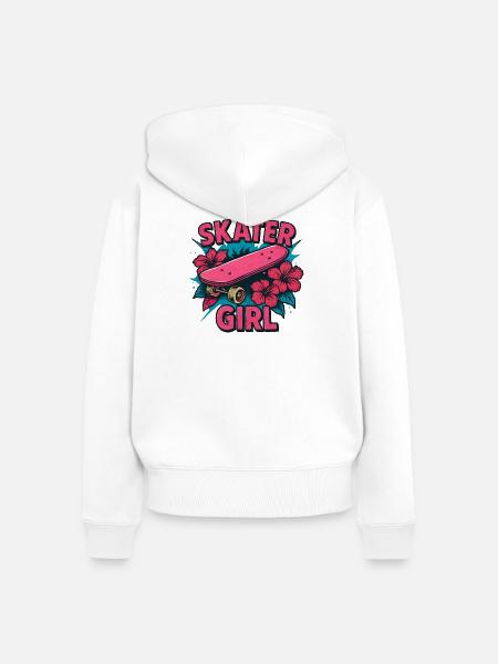 Skater Girl Skateboarden - Frauen Premium Bio Zip Hoodie - Weiß