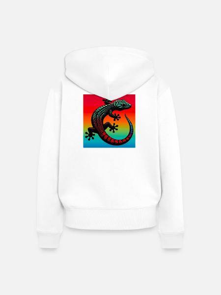 Gecko - Frauen Premium Bio Zip Hoodie - Weiß