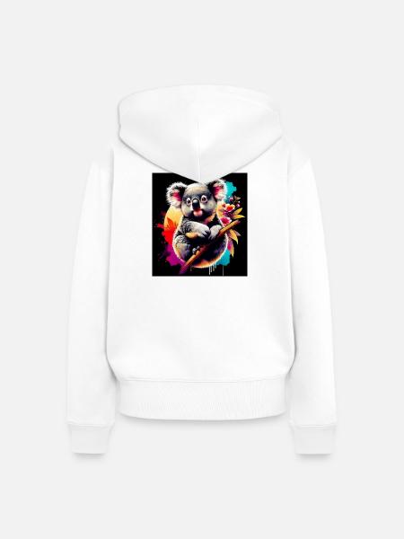 Koala - Frauen Premium Bio Zip Hoodie - Weiß