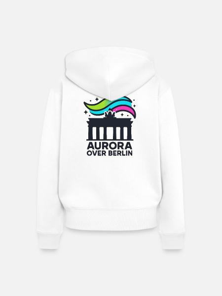 Aurora over Berlin - Frauen Premium Bio Zip Hoodie - Weiß