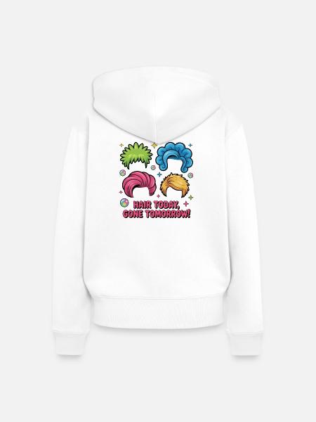 Lebendige Frisuren mit verspieltem Text - Frauen Premium Bio Zip Hoodie - Weiß