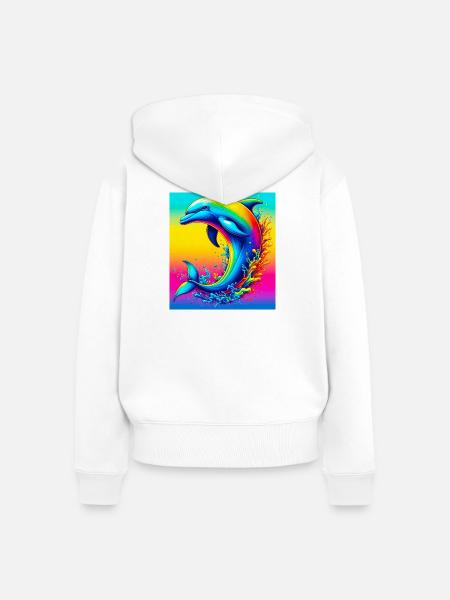 Delfin - Frauen Premium Bio Zip Hoodie - Weiß