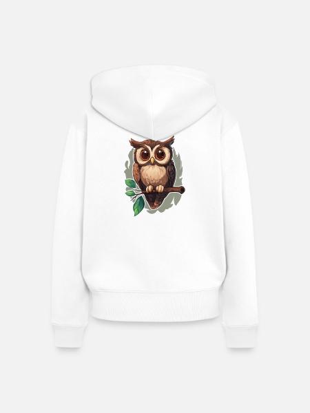 Eule - Frauen Premium Bio Zip Hoodie - Weiß