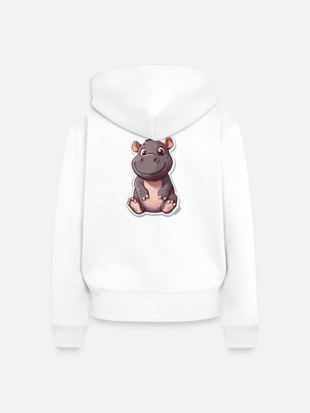 Nilpferd - Frauen Premium Bio Zip Hoodie - Weiß