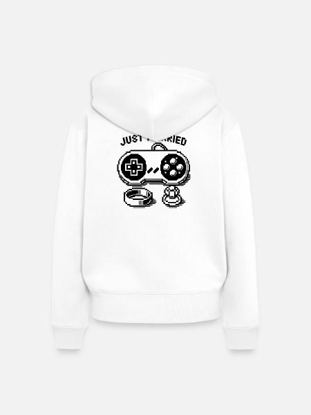 Just Married - Gamer Modus! - Frauen Premium Bio Zip Hoodie - Weiß