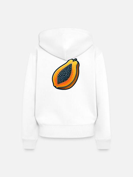 Halb Papaya Pop Art - Frauen Premium Bio Zip Hoodie - Weiß