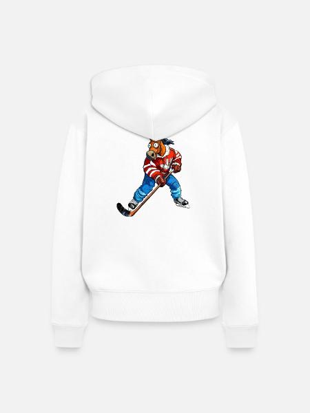 Eishockey Pferd - Frauen Premium Bio Zip Hoodie - Weiß