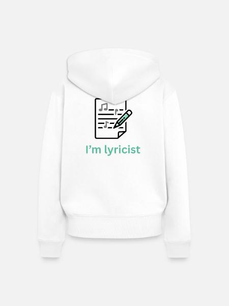 Eingravierte Musiktexte mit verspielter Beschriftung - Frauen Premium Bio Zip Hoodie - Weiß