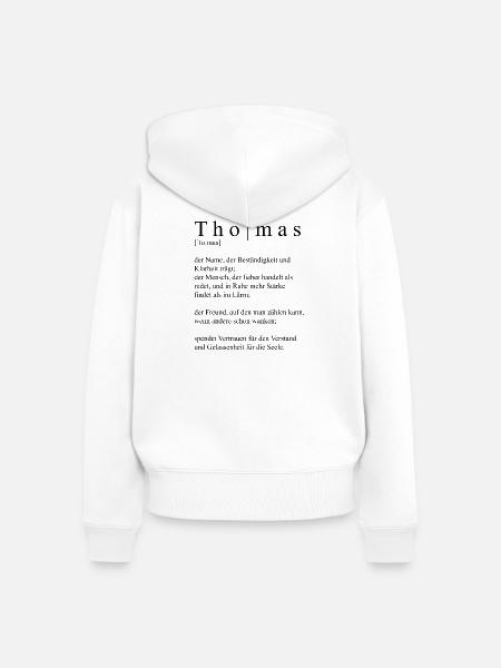 Thomas Definition Typografie - Frauen Premium Bio Zip Hoodie - Weiß