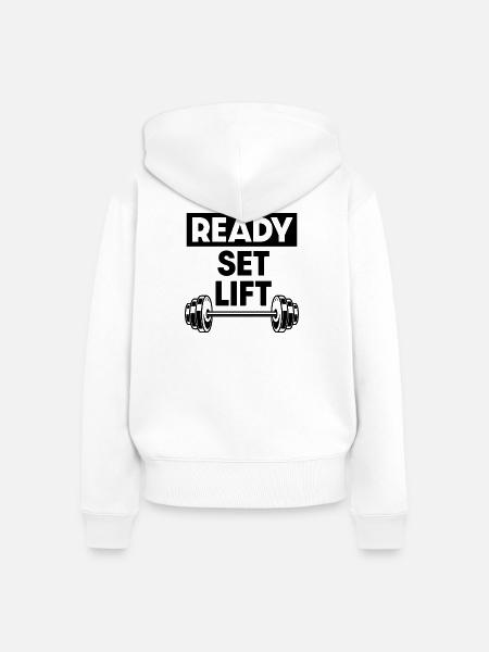 Ready Set Lift - Frauen Premium Bio Zip Hoodie - Weiß