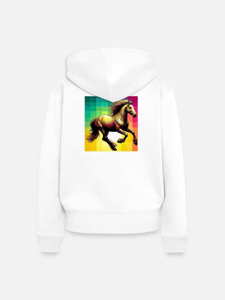 Pferd - Frauen Premium Bio Zip Hoodie - Weiß