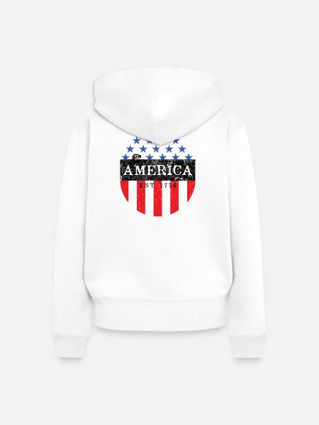 Amerikanischer patriotischer Shield - Frauen Premium Bio Zip Hoodie - Weiß