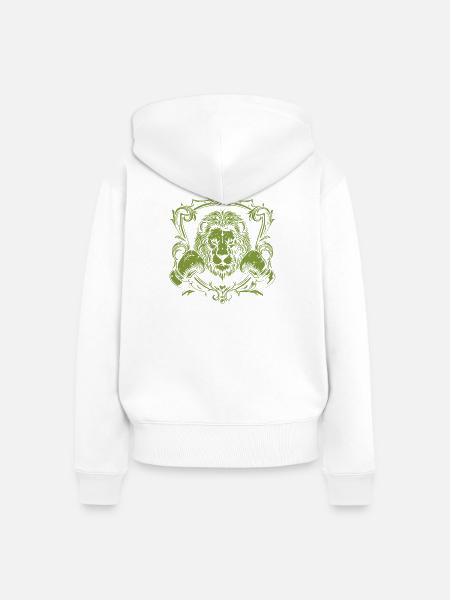Löwe Boxer Boxhandschuhe - Frauen Premium Bio Zip Hoodie - Weiß