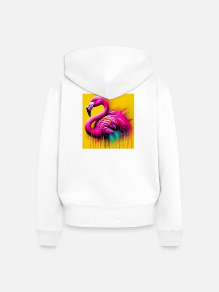 Flamingo - Frauen Premium Bio Zip Hoodie - Weiß