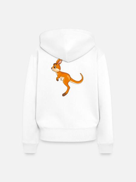 Hüpfendes süßes Känguru - Frauen Premium Bio Zip Hoodie - Weiß