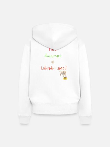 Labrador Essen Verschwinden Verspieltes Design - Frauen Premium Bio Zip Hoodie - Weiß