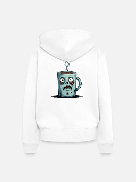 Zombie-Kaffeetasse - Frauen Premium Bio Zip Hoodie - Weiß