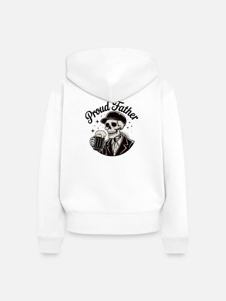 Schädel Vater Cheers Tee - Frauen Premium Bio Zip Hoodie - Weiß
