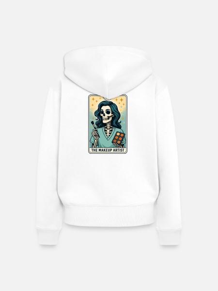 Skelett Makeup Artist Tarot Design - Frauen Premium Bio Zip Hoodie - Weiß