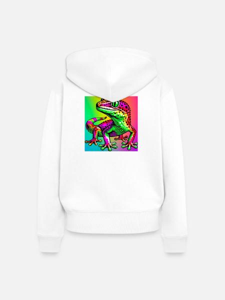 Gecko - Frauen Premium Bio Zip Hoodie - Weiß