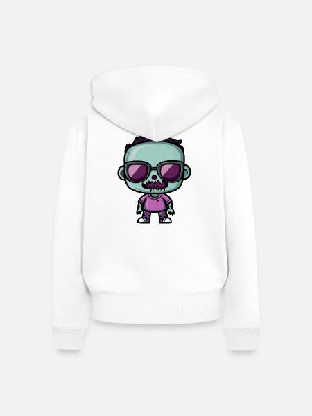 Skull Retro Sonnenbrille Design - Frauen Premium Bio Zip Hoodie - Weiß