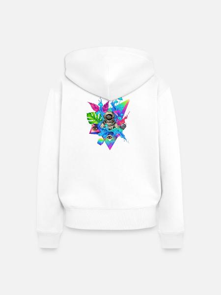 Futuristischer Technodschungel Print - Frauen Premium Bio Zip Hoodie - Weiß