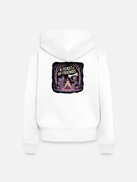 Lagerfeuernacht mit Freunden Illustration - Frauen Premium Bio Zip Hoodie - Weiß