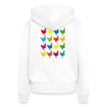 Colorful Chickens Silhouette Graphic - Women's Premium Organic Zip Hoodie - white - Back - AI Model Female 172 light (172cm)