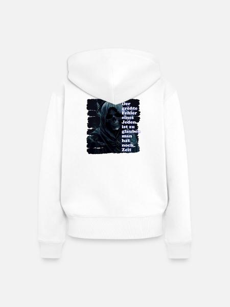 Mystischer Totenschädel mit Zitat - Frauen Premium Bio Zip Hoodie - Weiß