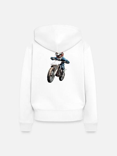 Motorradfahrer Kinderdesign - Frauen Premium Bio Zip Hoodie - Weiß